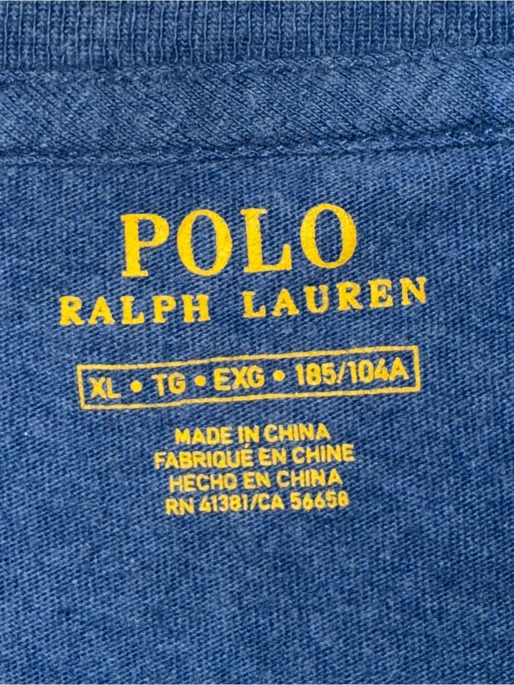 Polo Ralph Lauren Heather Blue Crewneck Tee White Embroidered Pony XL